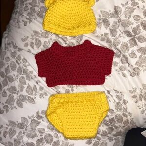Handmade Crochet WINNIE THE POOH Baby and Outfit Set -